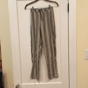 Brandy Melville Black& Cream Striped Tilden Pants